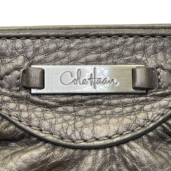 Cole Haan Women’s Metallic Gray Textured Leather Clutch Evening Bag - Picture 5 of 9